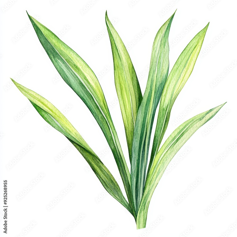 Watercolor Green Leaves Isolated on White Background. Watercolor Green Leaves Isolated on White Background.