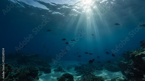Wallpaper Mural Underwater Sea Scene of coral reef, Sunlight shining undersea background  Torontodigital.ca