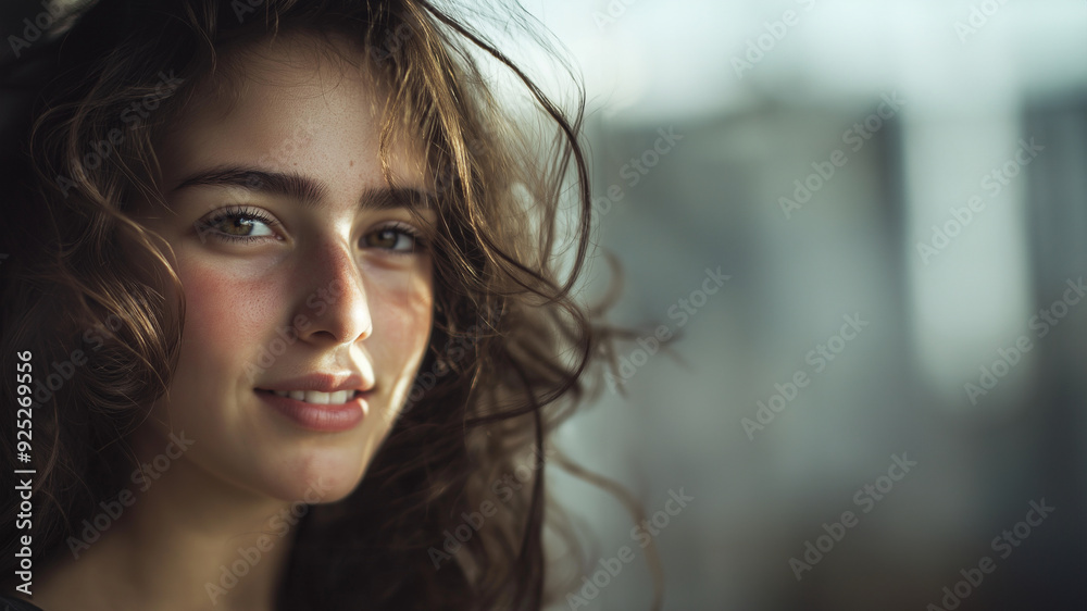 Naklejka premium Professionelles Porträt einer jungen Frau mit natürlichem Look. Perfekt für LinkedIn, Facebook oder andere soziale Medien