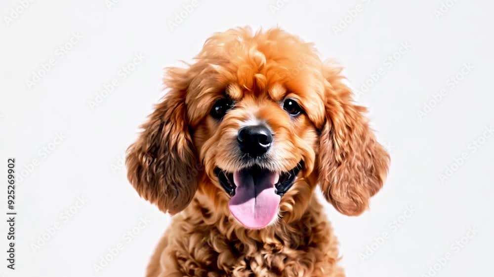 Happy Poodle With Fluffy Coat Posing Against a White Backdrop Generative AI Happy Poodle With Fluffy Coat Posing Against a White Backdrop Generative AI