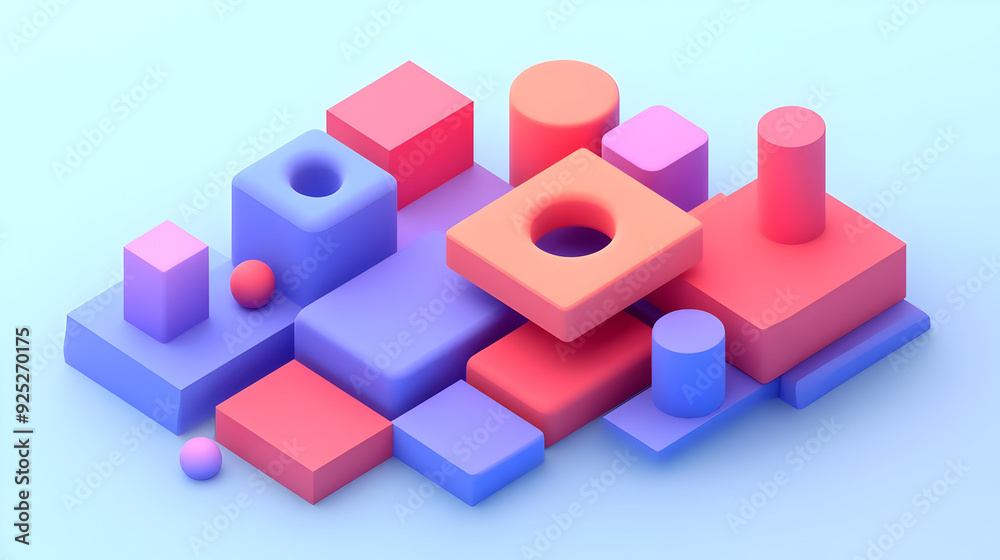 A colorful arrangement of geometric shapes in a minimalist design. A colorful arrangement of geometric shapes in a minimalist design.