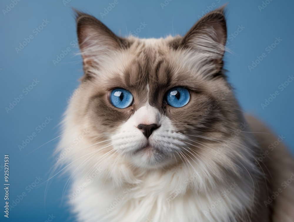 Close-up Portrait of a Ragdoll Cat with Blue Eyes Close-up Portrait of a Ragdoll Cat with Blue Eyes