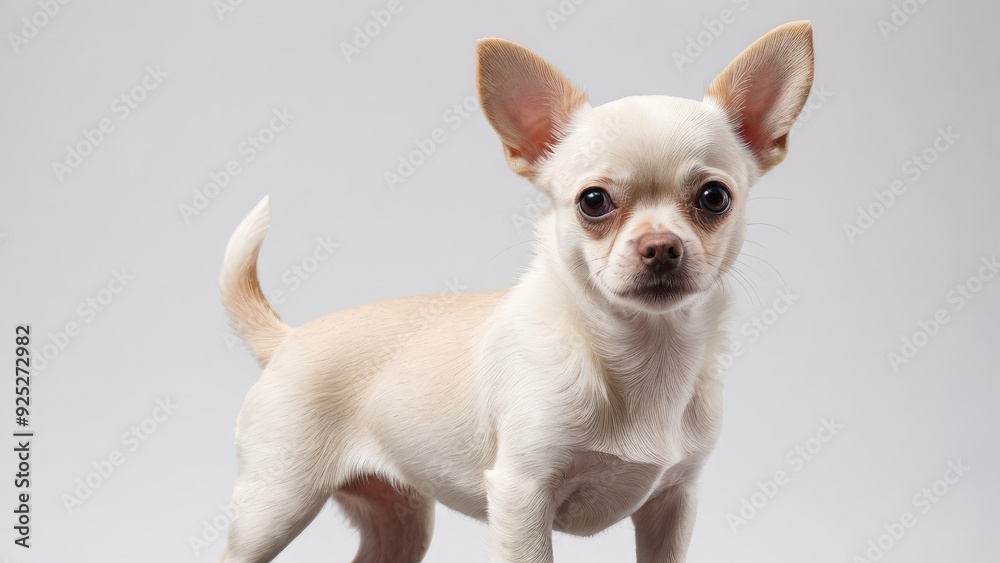 Cream smooth coat chihuahua dog on grey background Cream smooth coat chihuahua dog on grey background