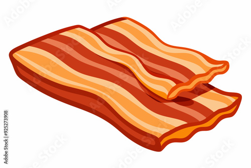 Fried bacon flat vector illustration