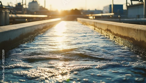 Wallpaper Mural Water flowing through a concrete channel in the sunset. Torontodigital.ca