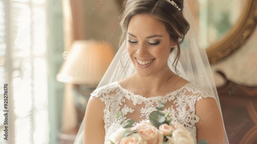 Naklejka premium beautiful woman in wedding dress
