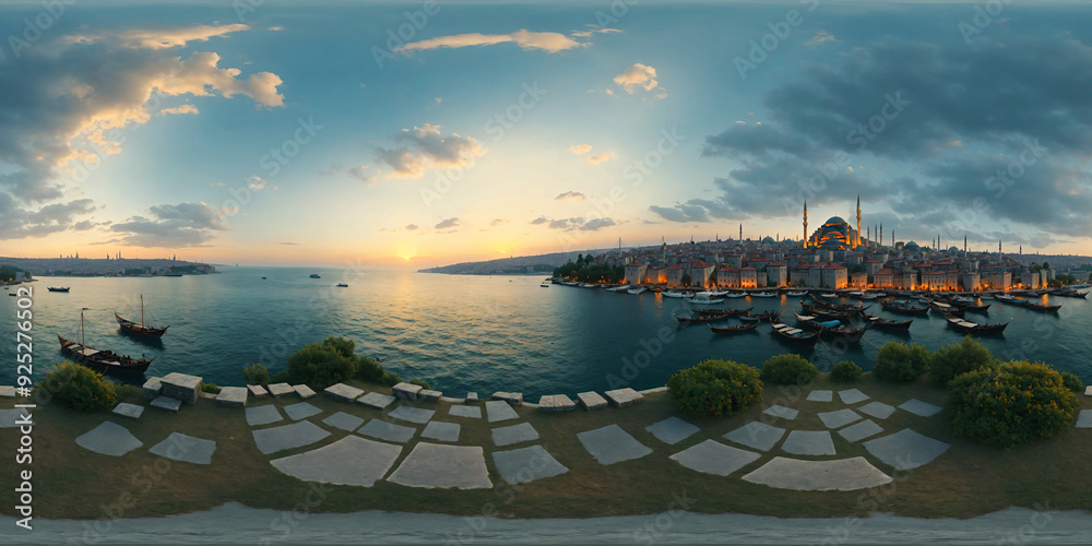 Obraz premium HDRI Medieval Istanbul Equirectangular Panorama 18