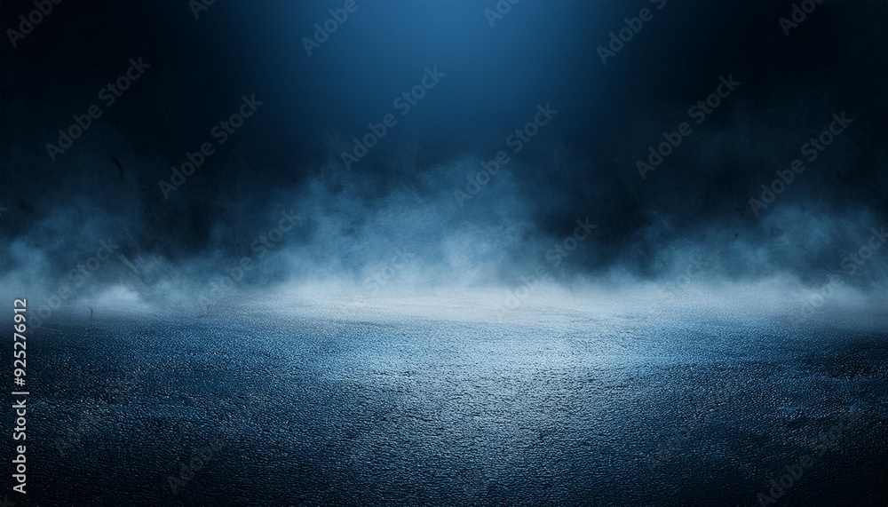 A dark empty street, dark blue background, an empty dark scene, neon light, spotlights The asphalt floor and studio room with smoke float up the interior A dark empty street, dark blue background, an empty dark scene, neon light, spotlights The asphalt floor and studio room with smoke float up the interior