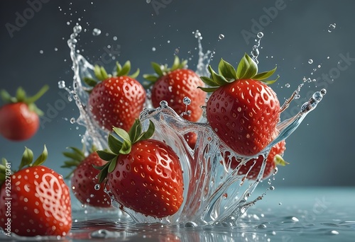 healthy strawberries in water
