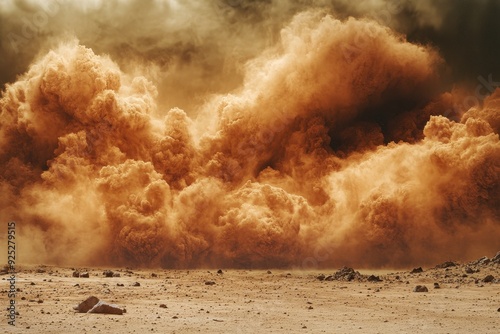 Dramatic martian dust storm landscape evoking alien atmosphere
