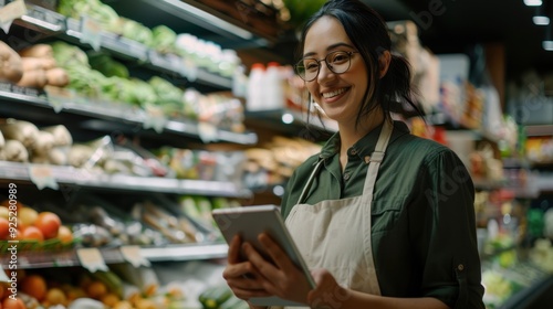 The cheerful supermarket clerk