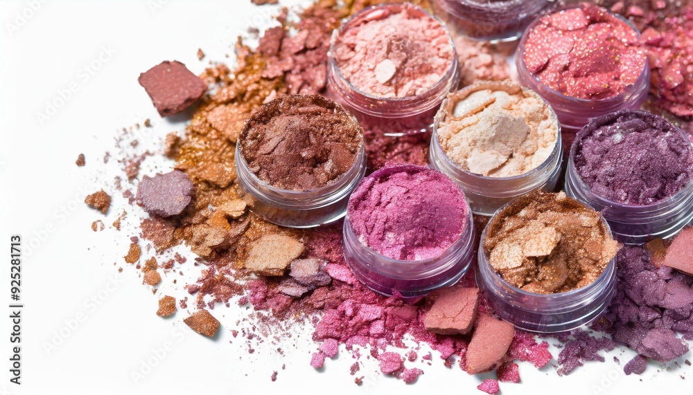 Crushed make-up on a white background Crushed make-up on a white background