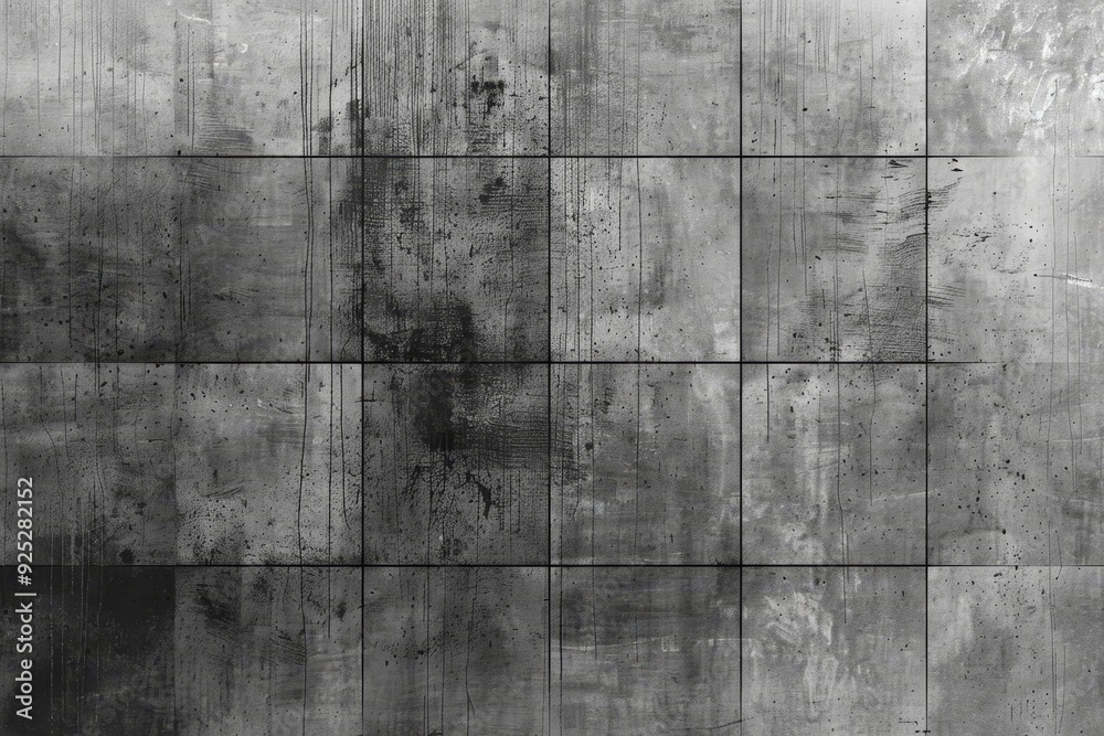 Obraz premium A black and white concrete wall with a subtle grid pattern for texture, Overlay a subtle grid pattern in varying shades of gray over the canvas texture