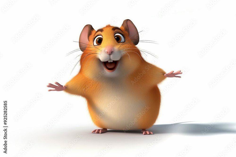 Fototapeta premium Funny cartoon hamster character on white background