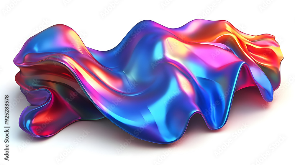 Naklejka premium A colorful, flowing abstract shape with a glossy finish, showcasing vibrant gradients.