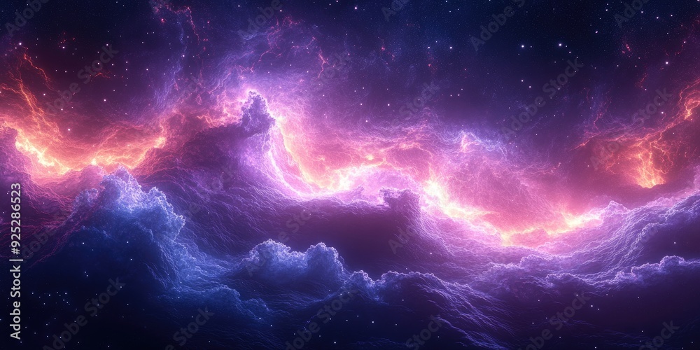 Cosmic Nebula with Wavy Clouds and Stars Cosmic Nebula with Wavy Clouds and Stars