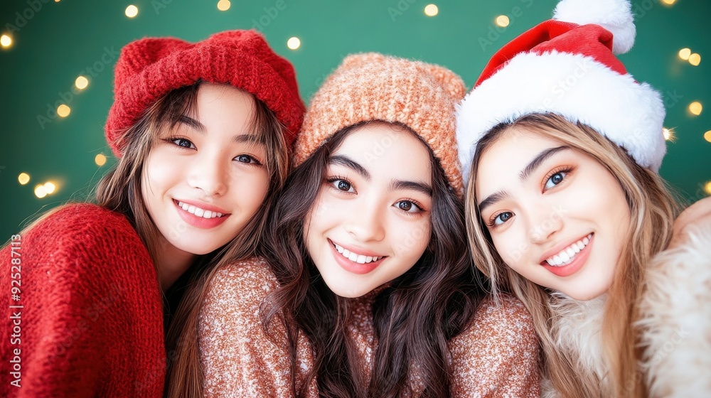 Festive gen z friends celebrating the holiday season in stylish attire
