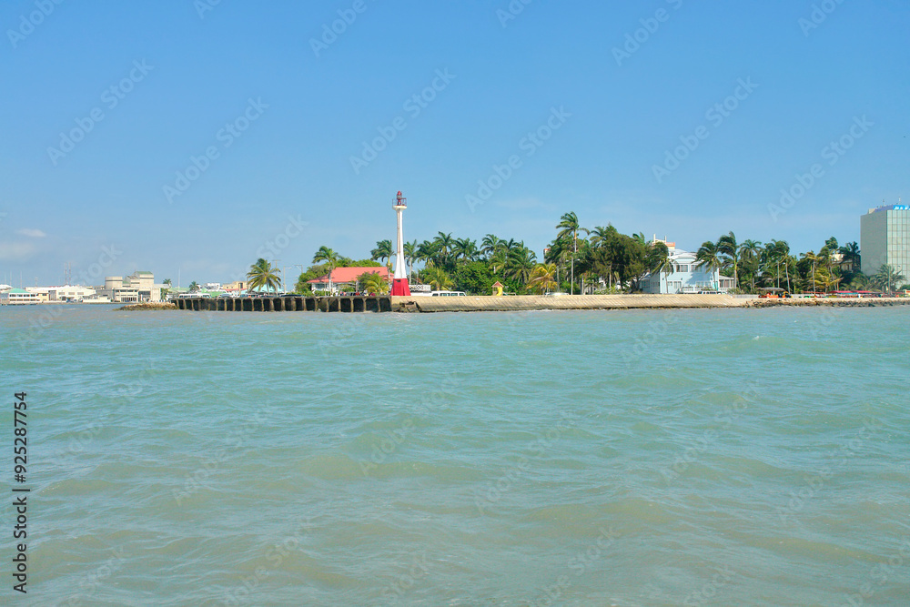 View of Belize city from the Caribbean sea