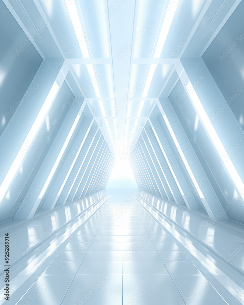 Abstract white and blue background Hallway atmosphere In the laboratory Abstract white and blue background Hallway atmosphere In the laboratory