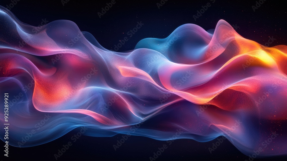 Abstract Glowing Waves with Red, Orange, Blue, and Purple Hues Abstract Glowing Waves with Red, Orange, Blue, and Purple Hues