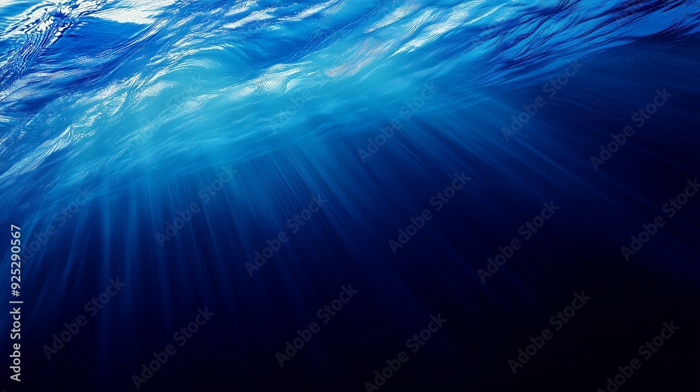 Deep Blue Ocean Waves, Underwater Texture and Light Reflections Deep Blue Ocean Waves, Underwater Texture and Light Reflections