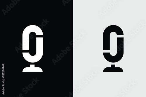 abstract  podcast logo template, podcast mic logo vector icon illustration, 