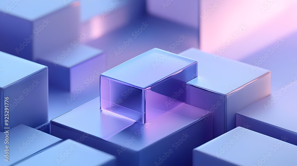 A composition of translucent geometric shapes with a gradient light effect. A composition of translucent geometric shapes with a gradient light effect.