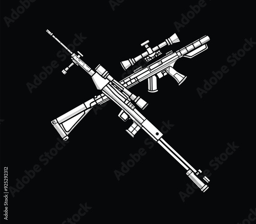 Sniper Rifles(e.g., M24, Barrett M82) Illustration Vector Art. photo