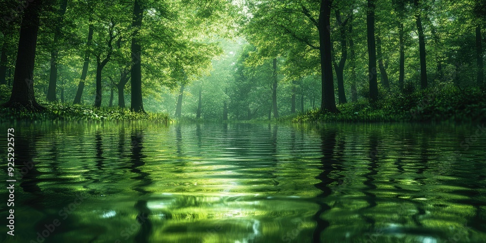 A Still Pond Reflecting A Green Forest A Still Pond Reflecting A Green Forest