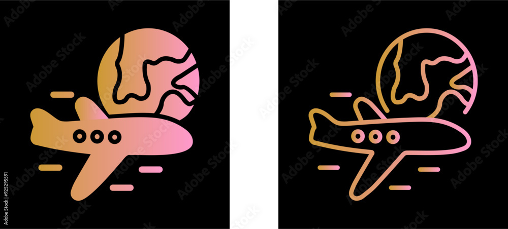 Fototapeta premium International Flights Vector Icon