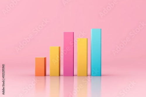 A colorful bar graph displayed against a pink background, showcasing a progression of data through various heights and vibrant hues Free Download A colorful bar graph displayed against a pink background, showcasing a progression of data through various heights and vibrant hues - GFXLoad