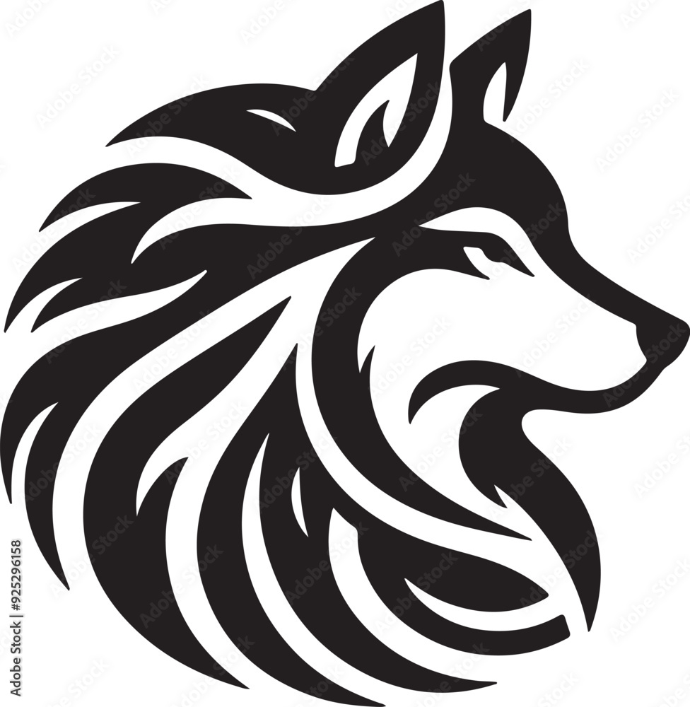 Obraz premium Wolf icon silhouette vector art illustration