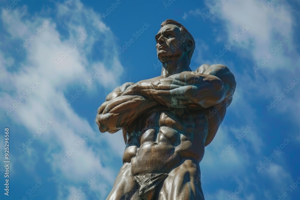 A statue depicting a man standing with his arms crossed, symbolizing strength and determination, Proud symbol of American strength and freedom A statue depicting a man standing with his arms crossed, symbolizing strength and determination, Proud symbol of American strength and freedom