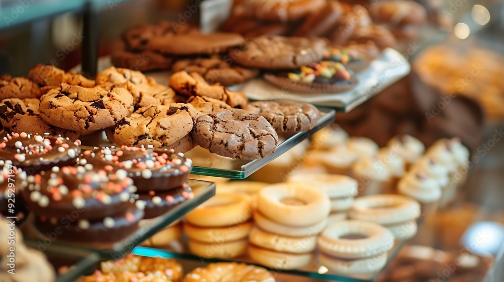 Cookie and sweets with choco dough in a pastry shop Cookie and sweets with choco dough in a pastry shop