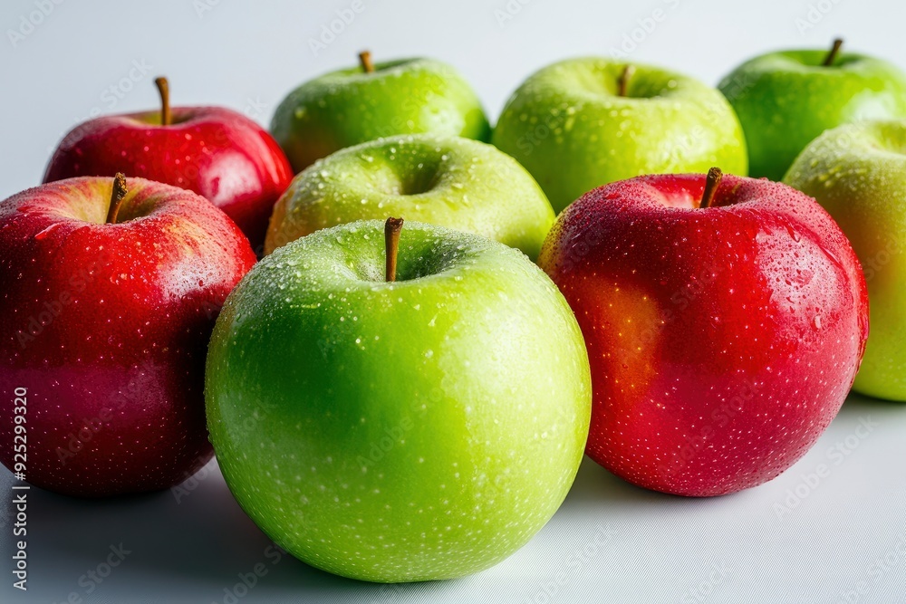 Assorted Fresh Red and Green Apples on a White Background During Daylight , ai Assorted Fresh Red and Green Apples on a White Background During Daylight , ai