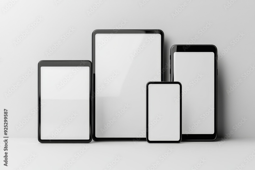Multiple responsive screen and mobile devices mockup created with Generative AI Multiple responsive screen and mobile devices mockup created with Generative AI