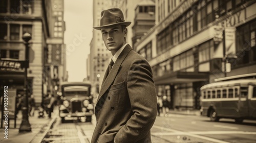 old photo of a man in a suit in the United States in 1920