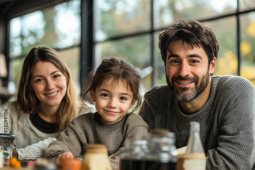 Happy Family Posing for a Portrait at Home