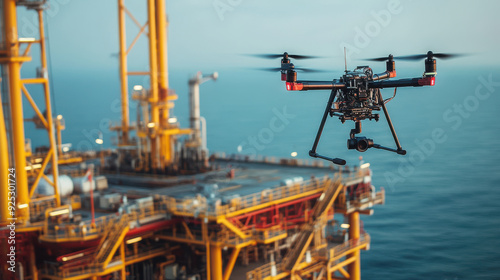Wallpaper Mural Modern oil rig with drone inspections taking place Torontodigital.ca