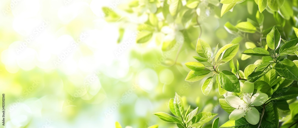 Sunlit foliage with blossoming flowers, creating a fresh, vibrant, and serene natural scene perfect for background or nature themes. Sunlit foliage with blossoming flowers, creating a fresh, vibrant, and serene natural scene perfect for background or nature themes.