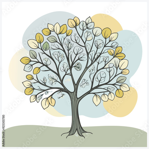 Linden Tree Vector, Elegant and Detailed Botanical Illustration