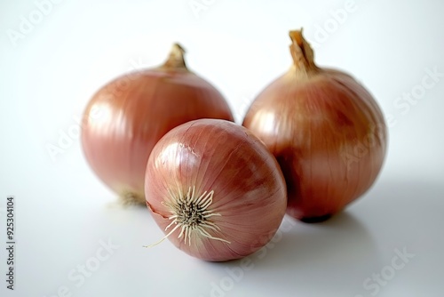 Wallpaper Mural Fresh Brown Onions on White Background in Studio Lighting , ai Torontodigital.ca