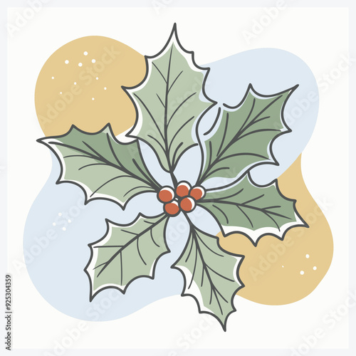 Majestic Holly Tree Vector Illustration