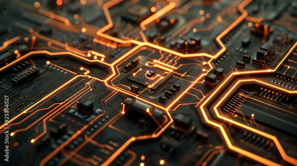 Glowing Circuit Board: Abstract Technology Background Glowing Circuit Board: Abstract Technology Background