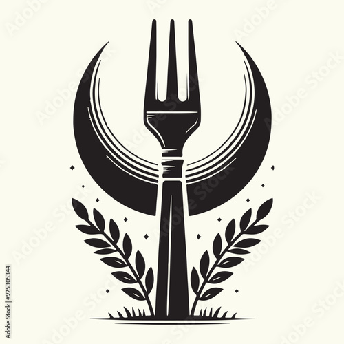 Wooden fork silhouette vector illustration