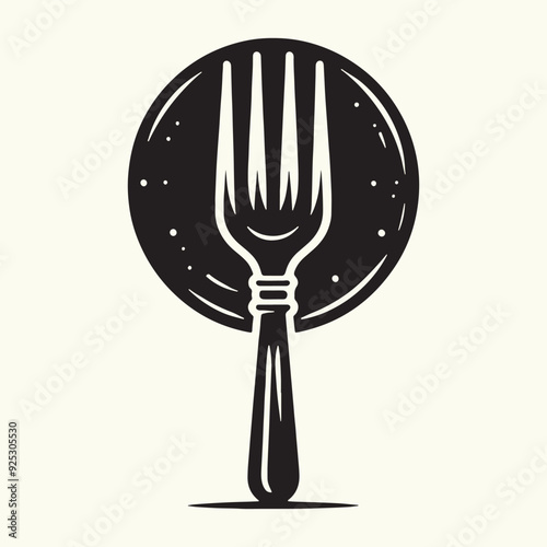 Wooden fork silhouette vector illustration