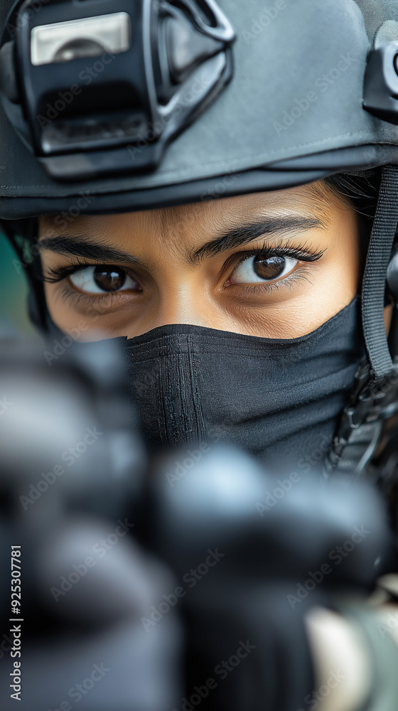 female special forces member in action. generative ai female special forces member in action. generative ai
