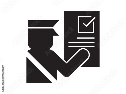 Customs clearance flat icon, Policeman inspecting luggage sign. check list customs and officer. Symbol of customs checkup and control.