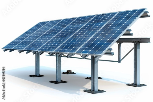 A solar panel is securely mounted onto a metal pole outdoors, Repair or replace damaged or corroded mounting structures for solar panels photo