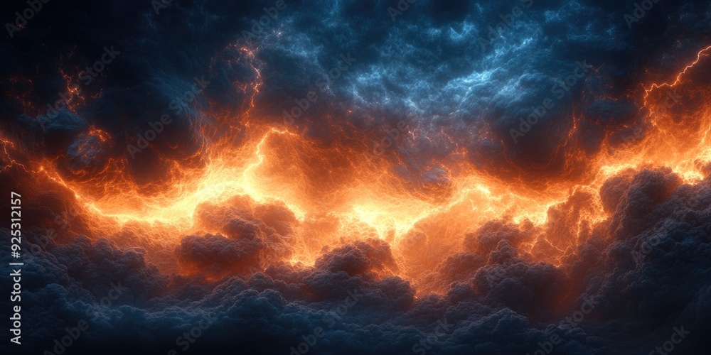 Fiery Lightning Crackling Through Storm Clouds Fiery Lightning Crackling Through Storm Clouds